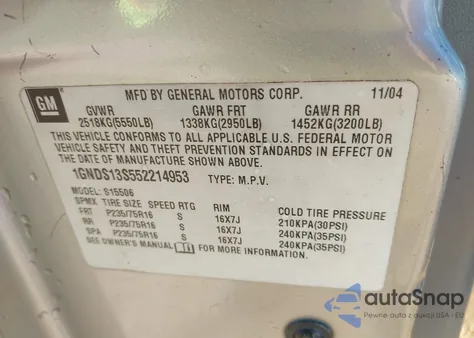 2005 Chevrolet Trailblazer Ls из США, поврежденный, VIN 1GNDS13S552214953